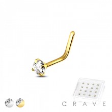 L SHAPE WITH GEM 925 STERLING SILVER CRYSTAL NOSE STUD PACKAGE